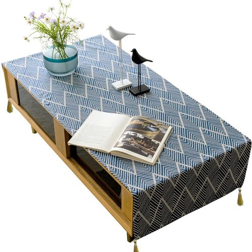 Utobanh Coffee Table Cloth with Tassle Small Rectangle Tablecloths for Side Table Washer Dryer Fridge Top Dust Cover 57 x 20 inch