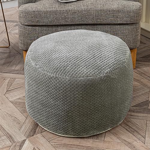 Unstuffed Fuzzy Pouf Ottoman Cover 20x20x12 Inch Foot Rest Storage Bag