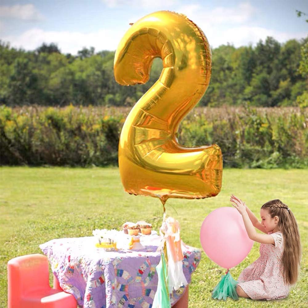 TONIFUL 40 Inch Gold Number Balloons 0-9 | Foil Mylar for Graduation, Weddings & Birthdays