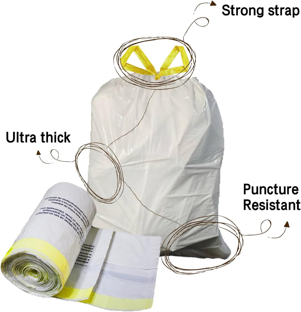 Strong Tall Kitchen Drawstring Trash Bags - 13 Gallon, Unscented, 50 Count | Durable Garbage Can Liners
