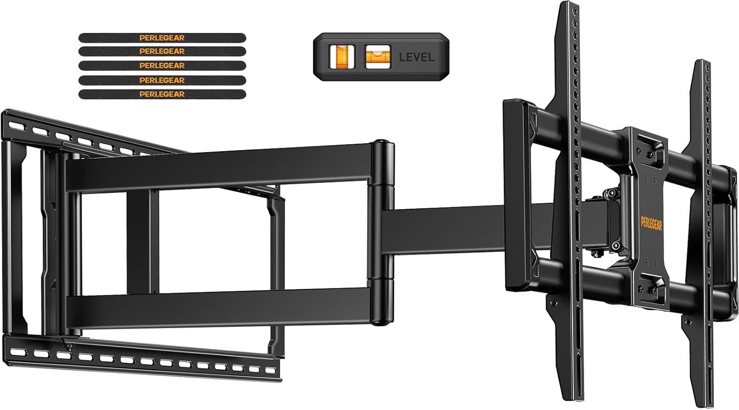 Perlegear Long Arm Full Motion TV Wall Mount - Fits 42–97 Inch TVs Up to 150 lbs | Full Swivel, Tilt & Extension
