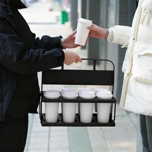 Reusable Drink Carrier with Handle for Food Delivery Drivers, Portable 8 Cup/Coffee Holder Accessories for Delivery, Foldable Drinks Caddy with Tray, Car Durable Plastic Festive Bottle, Vacation