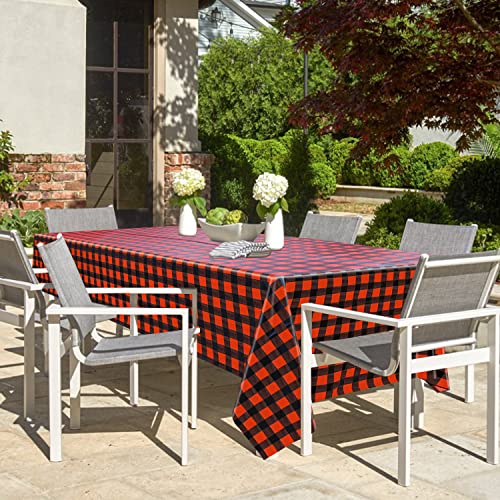 Red & Black Buffalo Plaid Tablecloths 4 Pack 51x86in - Disposable Plastic Party Table Cover