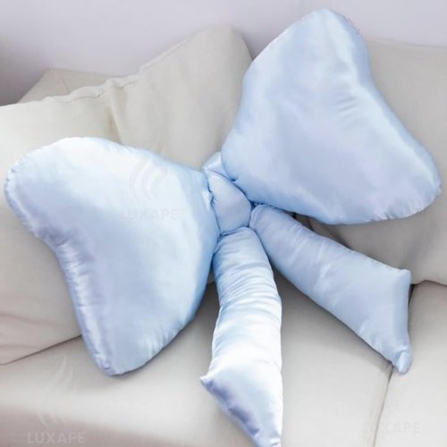Luxape Bow Pillow - Big Coquette Throw Pillow - Bow Shaped Pillow - Silky Satin - Coquette Decor - Bow Room - Baby Blue Pillow - Nursery Decorations - Cute Room (Baby Blue)