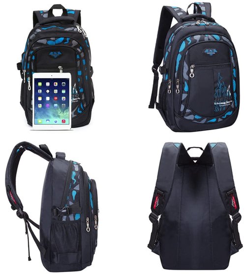 SOMBLG Boys Backpack Student Kids Bookbags Durable School Bags Big Heavy Duty Travel Waterproof (2-Blue)