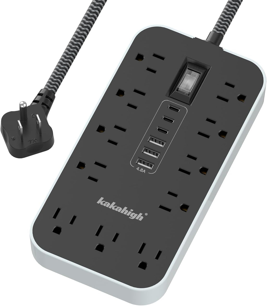 Skiennix Extension Cord with USB Ports - 5 FT Power Strip, 11 AC Outlets & 6 USB Ports for Home & Office