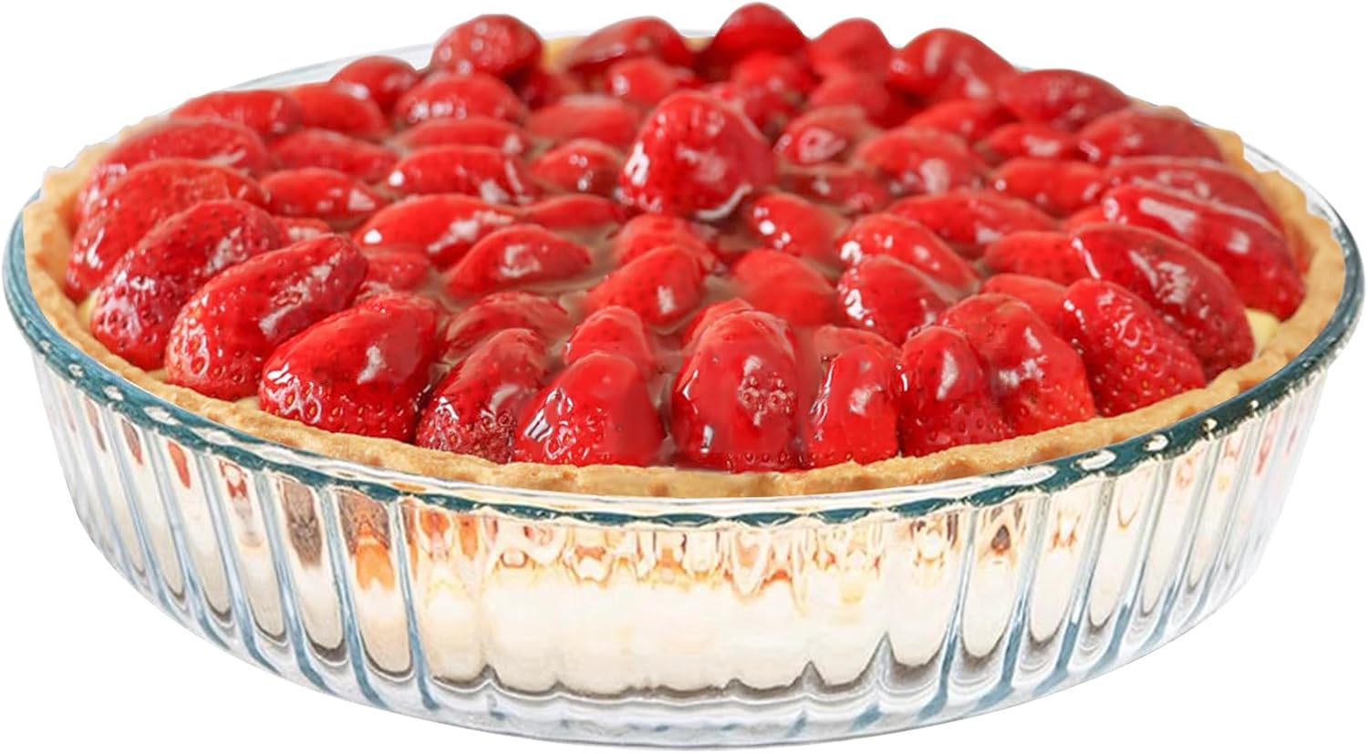 Skiennix 10-Inch Glass Deep Pie Dish - Durable Clear Baking Pan for Perfect Quiches & Pies