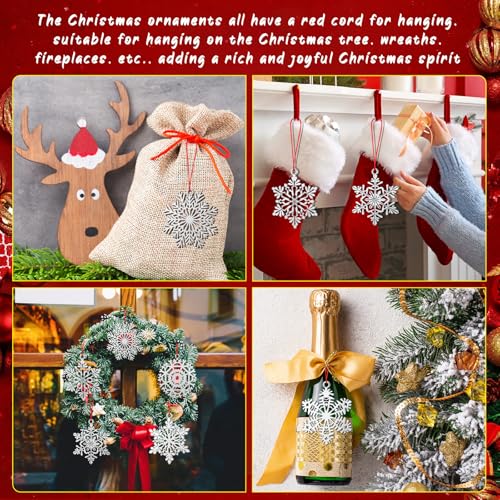 Threehoney 12 Pcs Metal Snowflake Christmas Ornaments Pewter Tree Decor
