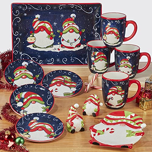 Holiday Magic Gnomes Ceramic Mug Set of 4 16 oz. Christmas Themed Drinkware