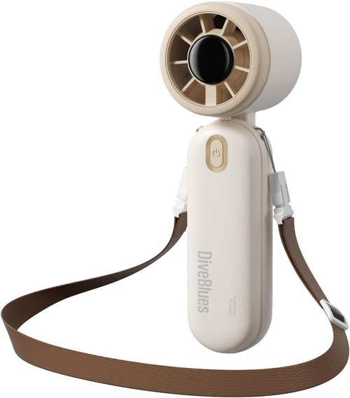 Diveblues Mini Portable Turbo Fan - 30ft/s Cooling, 12H Battery Life, 3-in-1 Handheld/Neck/Desk Fan