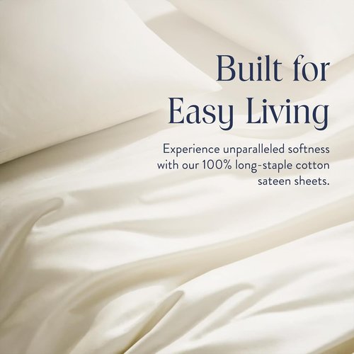 Brooklinen Luxury Sateen King Size Sheet Set - 100% Cotton, Soft & Durable Bedding in Cream | Oeko-TEX Certified, 4 Pieces
