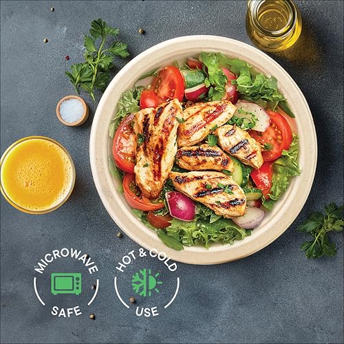 100% Compostable 9 Inch Paper Plates - Heavy Duty Sugarcane Plates (125 Pack)