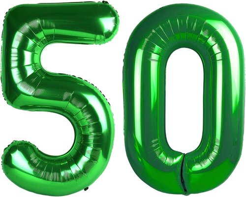 Green Number 50 Balloon - 40 Inch 50th Birthday Decorations for Men & Women | St. Patrick's Day Party Supplies