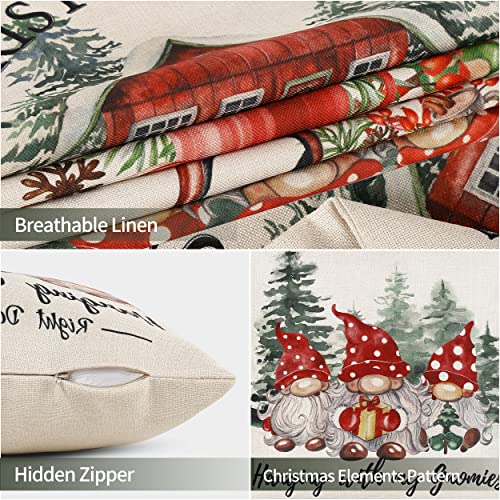 Hofomca Red 18x18 Inch Christmas Throw Pillow Covers Set of 4 Farmhouse Holiday Decor