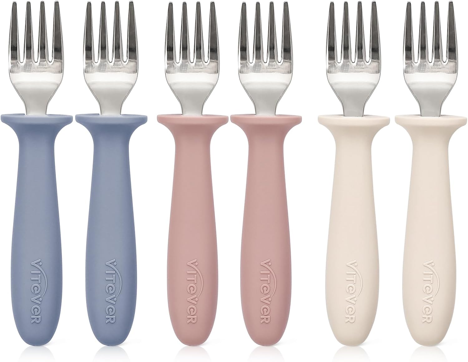 Skiennix Toddler Forks Set - 6-Piece Kids Utensils with Silicone Handles | BPA-Free, Dishwasher Safe