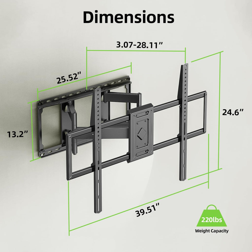 USX MOUNT Heavy Duty Full Motion TV Wall Mount - Fits 60-120 Inch TVs, Holds 220lbs, Max VESA 900x600mm