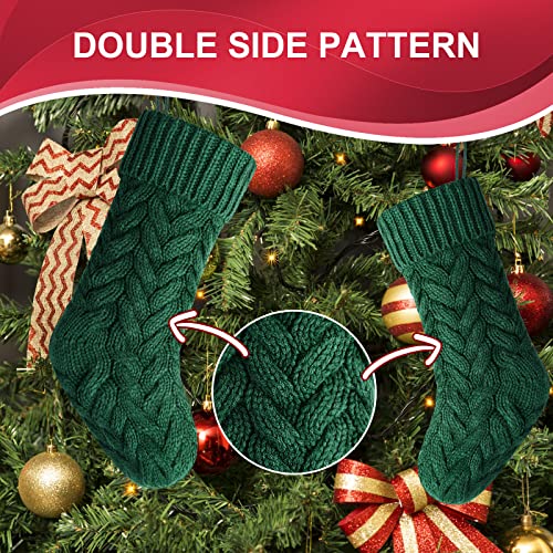 8 Pack 18 Inch Burgundy, Ivory, Green & Khaki Cable Knitted Christmas Stockings