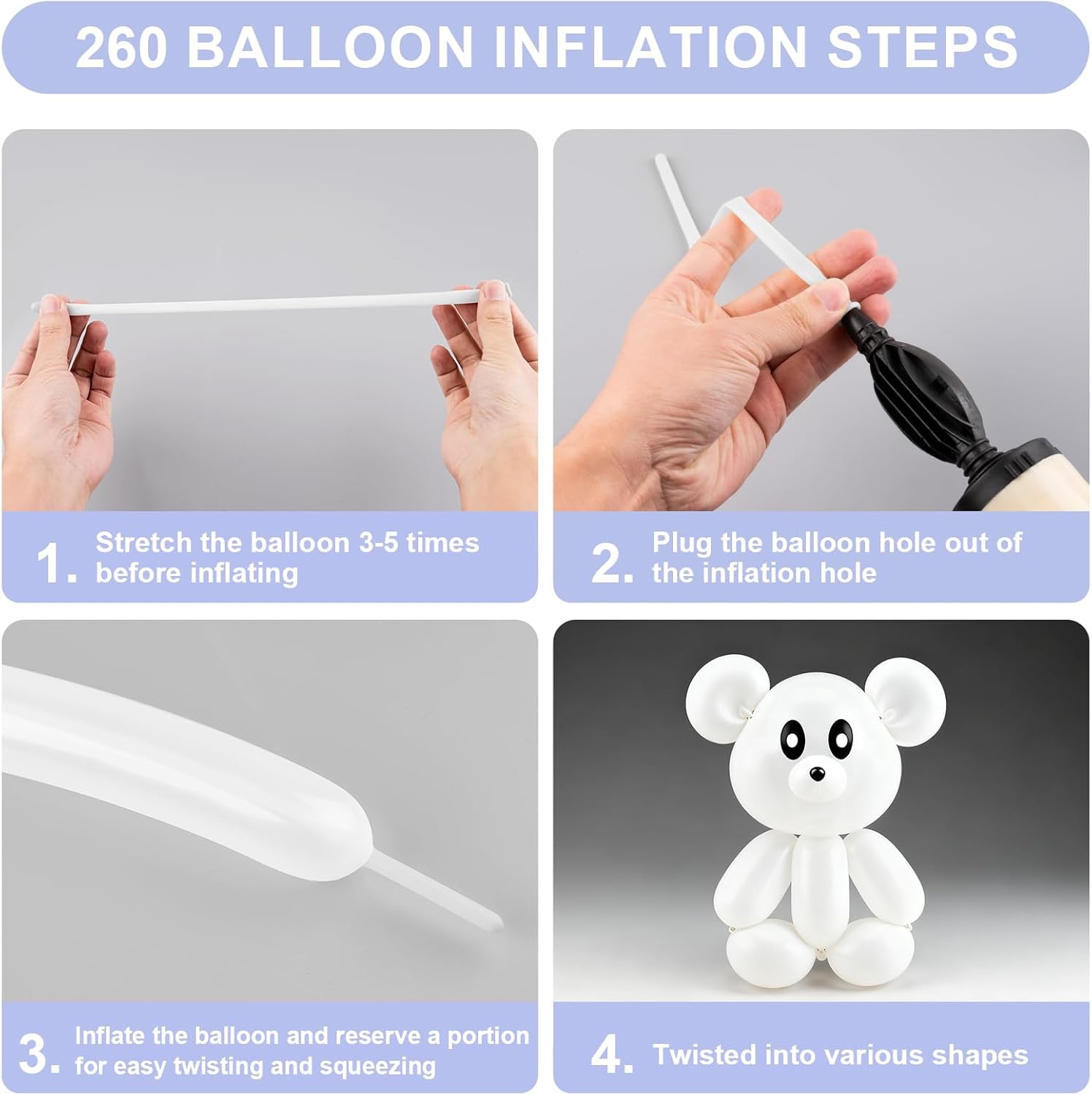Skiennix 100 PCS White Balloons - Premium Long Skinny Latex for Twisting & Party Decor