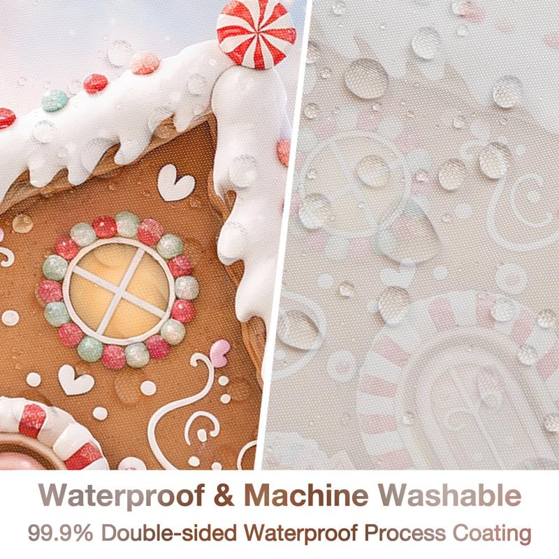 Duluxykl 72x72 in Christmas Gingerbread House Shower Curtain Pink