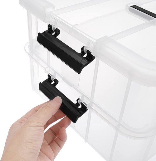 BTSKY Portable 2-Layer Stack & Carry Storage Box - Versatile Organizer for Crafts, Jewelry & More | Black