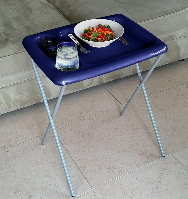 Portable Folding TV Tray Tables, Sturdy Steel Frame - Set of 2