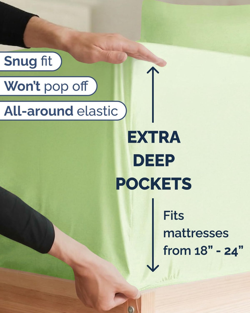 Skiennix Extra Deep Twin XL Sheet Set - 4-Piece Breathable Cooling Bedding - Soft, Wrinkle-Free Light Sage