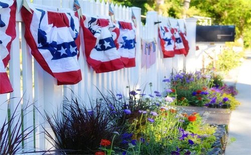 Memorial Day Decorations | Skiennix 1.5x3 Ft Patriotic Bunting Flags - 3-Pack Outdoor Half Fan Banner