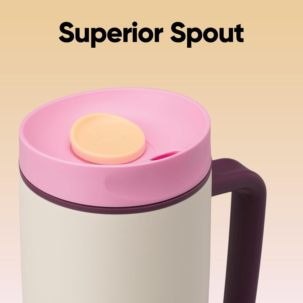 Owala SmoothSip Slider Travel Mug - 24 oz Stainless Steel, Leak Proof, Insulated for Hot & Cold Drinks | Daybreak Color