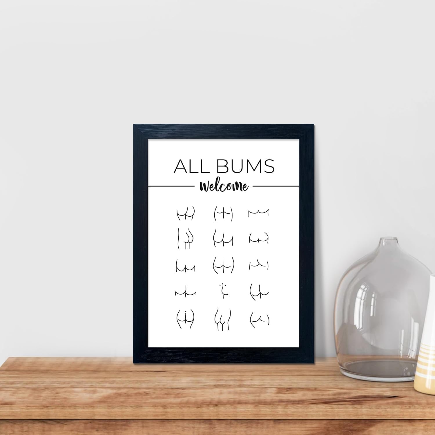 Skiennix Funny Bathroom Wall Art - Humorous Black and White Canvas Print | Modern Minimalistic Decor