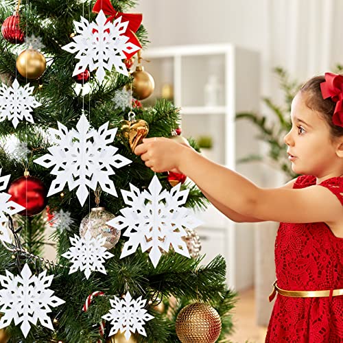 MIAHART White 12-Pack 3D Snowflake Hanging Garlands - Large Pearl Paper Winter Decor (Variation: White)