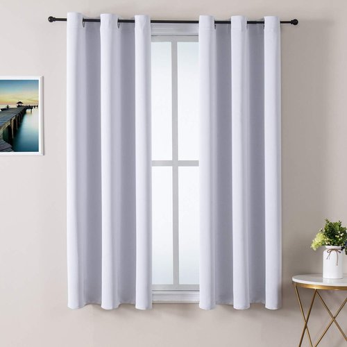 ChrisDowa Grommet Blackout Curtains - Thermal Insulated Room Darkening Panels, Greyish White, 38W x 45L