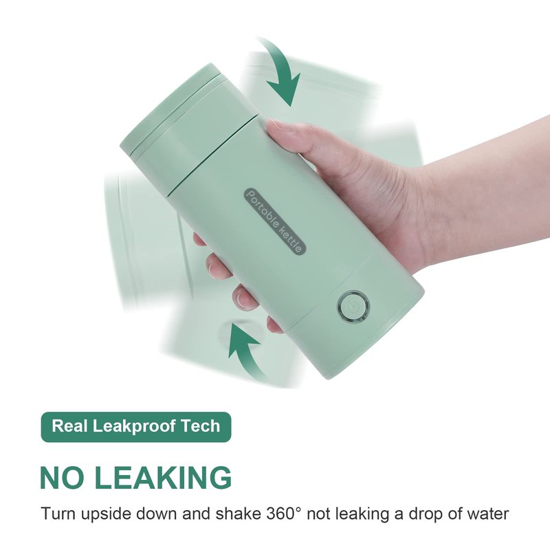 Portable Travel Electric Kettle, 300ml Small Electric Tea Kettle, Mini Portable Hot Water Boiler Stainless Materials Automatic Shut off and Dry Protection (Green)