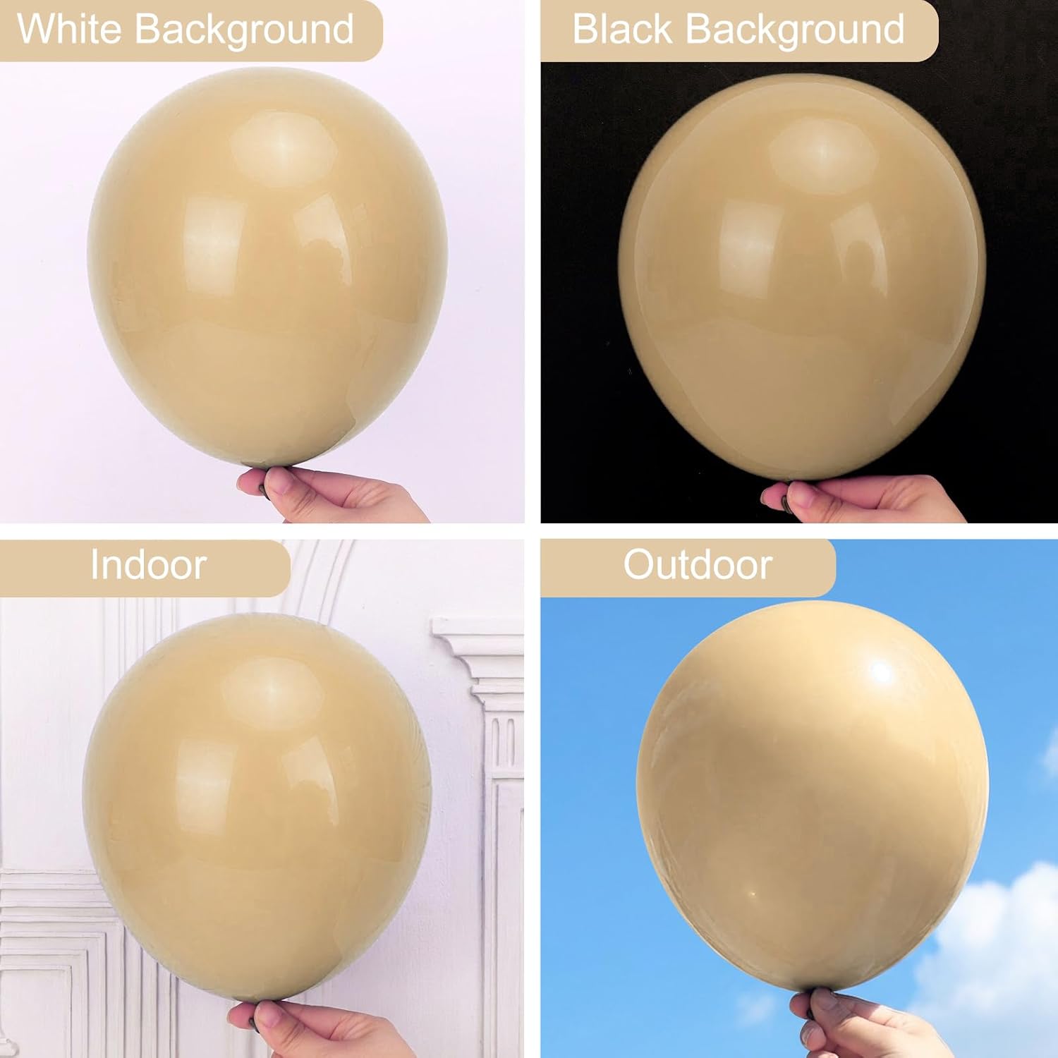 RUBFAC Vanilla Brown Beige Balloons - 129-Piece Neutral Boho Garland Kit for Weddings & Parties | 5-12 Inch Sizes