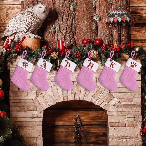 Pet Paw Christmas Stocking - Pink Knit Holiday Decor for Dogs & Cats, 8 Inches - Variation: Pet Paw