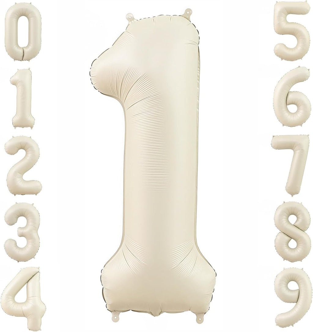 Skiennix 40-Inch Cream White Number 1 Balloon - Helium Mylar Birthday Party Decoration