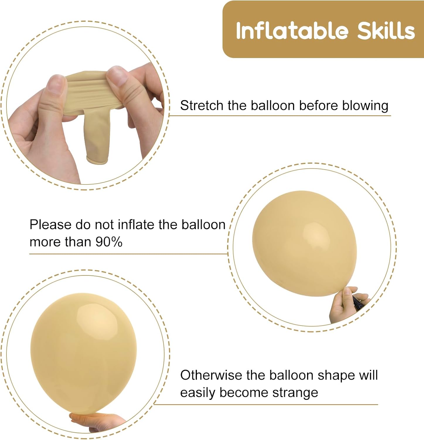 RUBFAC Light Brown Latex Balloon Kit - 129 Pcs in Various Sizes for Birthday, Baby Shower, Wedding Decor
