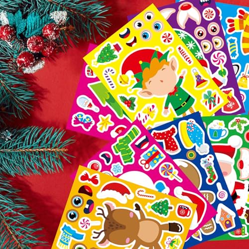 Christmas Mix and Match Stickers for Kids - Make Your Own Holiday Characters, 32 Sheets