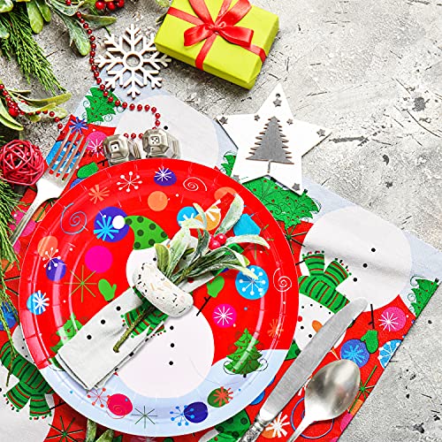 Gatherfun Christmas Snowman Party Plates & 50-Piece Napkins Set - Disposable Dinnerware