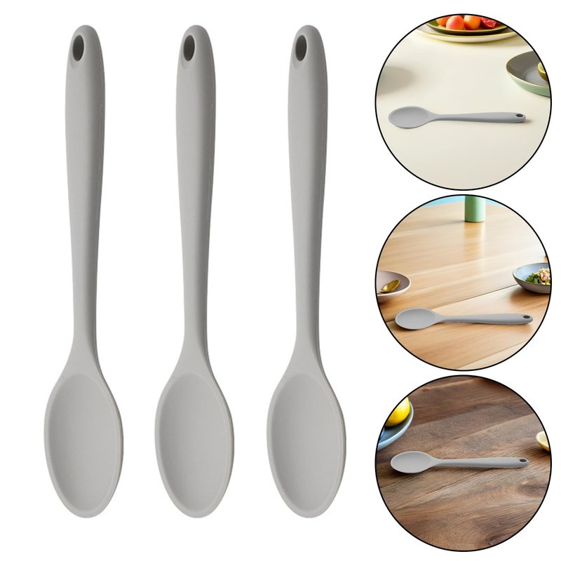 BIUDECO 4pcs Silicone Spoon Japanese Ramen Spoons Cake Decoration Soup Scoop Food Serving Spoons Rice Cream Soup Spoons Kitchen Mixing Spoon Concentrate Cooking Spoon