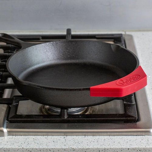 Lodge Silicone Assist Handle Holder - Heat Resistant & Dishwasher Safe for Cast Iron Cookware - Red