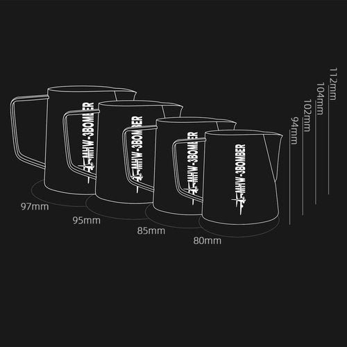 MHW-3BOMBER Espresso Steaming Pitcher Milk Frothing Pitcher Stainless Steel Milk Coffee Cappuccino Latte Art Barista Cup 20oz/600ml (Glossy), P5003S