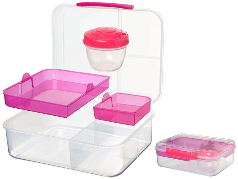 Sistema Bento Box Adult Lunch Box with 2 Compartments, Sandwhich Container, and Salad Dressing Container, Dishwasher Safe, Color May Vary