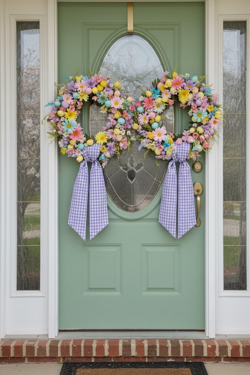 Skiennix Wreath Sash - Elegant Purple & White Checkered Plaid Bow Ribbon Bundle | 2 Pack (5.12" x 54.33")