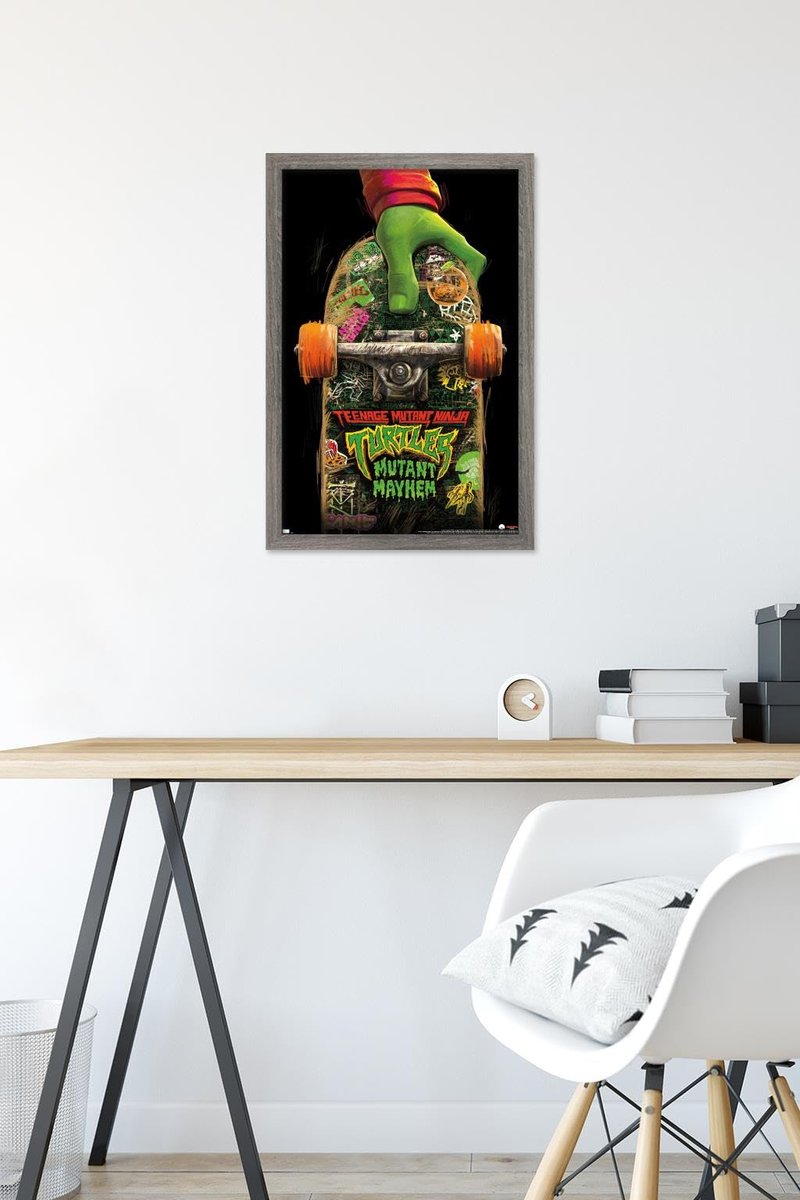 Trends International Teenage Mutant Ninja Turtles: Mutant Mayhem - Teaser One Sheet Wall Poster, 22.4L x 14.7W, Gray Framed Version