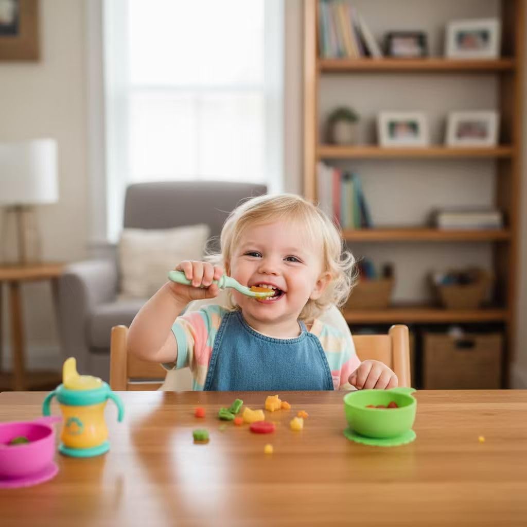 PandaEar Baby Spoons - 7 Pack Soft Silicone Self-Feeding Utensils for Toddlers | BPA-Free, Easy-Grip Handle