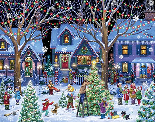 Vermont Christmas Company Christmas Cheer Advent Calendar with Holiday Pictures - Countdown to Christmas, 11x14, Glitter Highlights, Variation 1