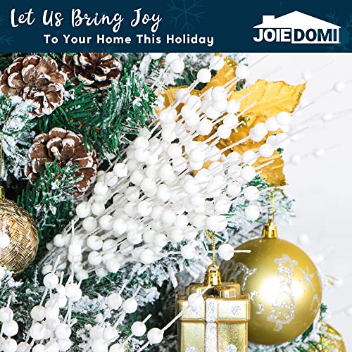Joiedomi White 24 pcs Christmas Tree Berry Stem Glittery Twigs Holiday Decor