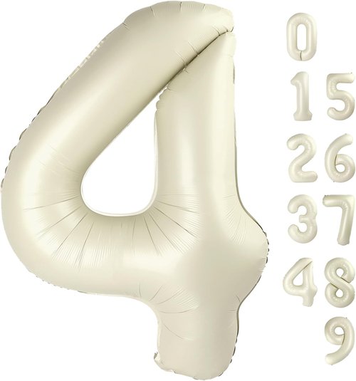 40 Inch Large Number Balloons by [Brand Name] - Cream White 4 Balloons for Birthdays & Graduations