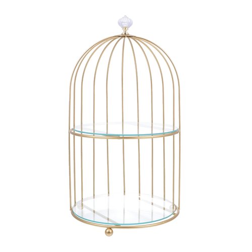 DOITOOL Gold Metal Cupcake Stand Bird Cage Dessert Stand, 2 Tier Dessert Display Stand Cake Holder for Wedding, Party, Birthday, Baby Shower Celebrations, Table Decorations