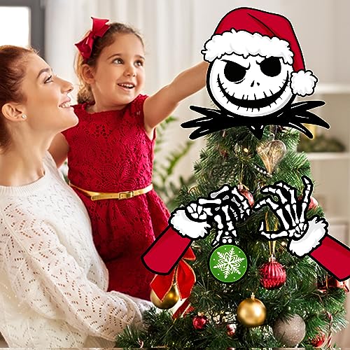 Auirre Jack Christmas Tree Topper Head, Arms & Legs Skeleton in Santa Hat - Variation: THIS listing Jack